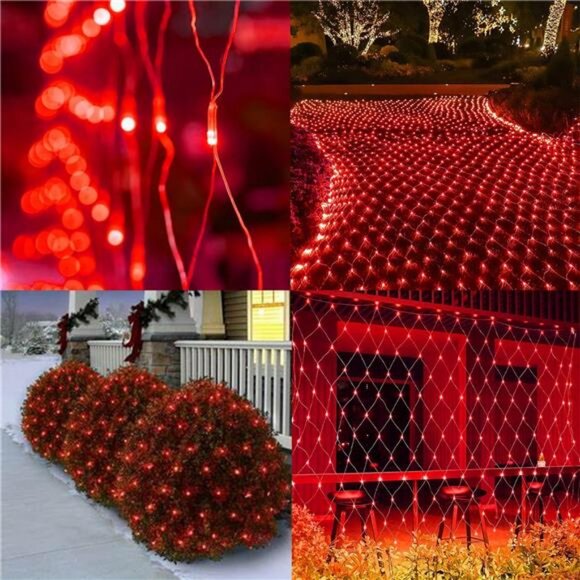 Outdoor Christmas Net Lights, 12FT x 5FT 360 LED Mesh String Light with 8 Mode - Picture 2 of 8